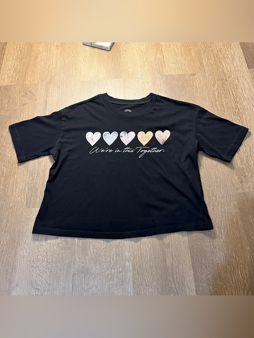 Social Culture “We’re In This Together” Cropped Heart Tee (S)